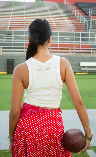 friday + saturday: gameday embroidered tank - red
