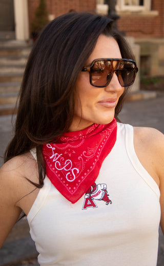 embroidered bandana with chainstitch
