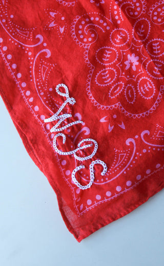 embroidered bandana with chainstitch