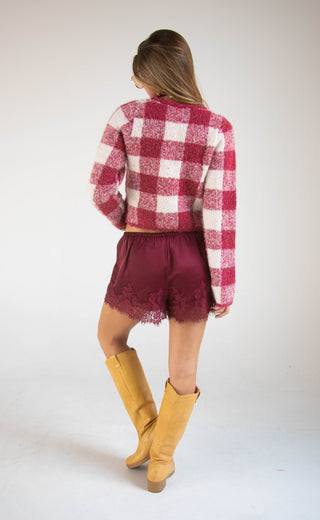 emily red plaid cardigan