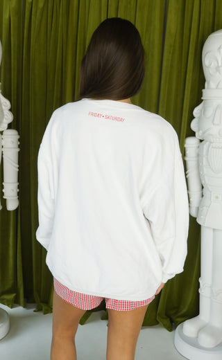 friday + saturday: merry little christmas corded sweatshirt