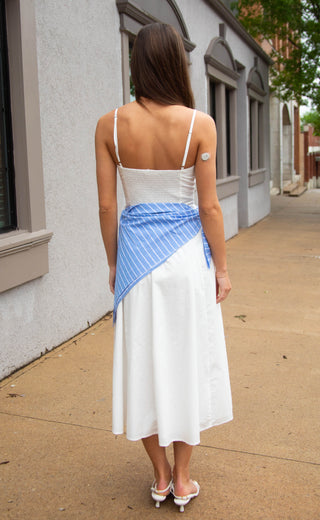 coastal charm stripe tie maxi dress