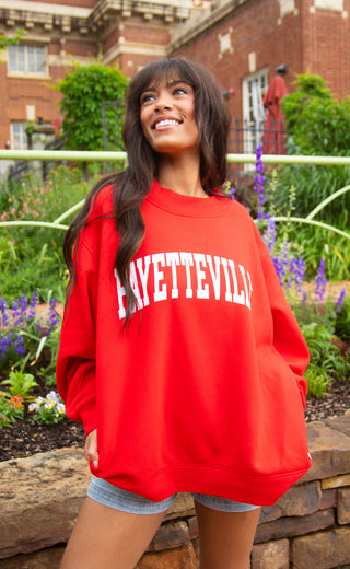charlie southern: red fayetteville mock neck