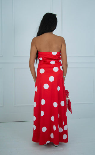 saturday stunner strapless maxi dress