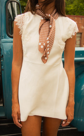 make an impression lace mini dress