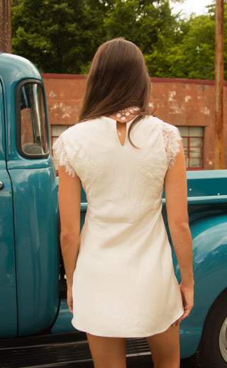 make an impression lace mini dress