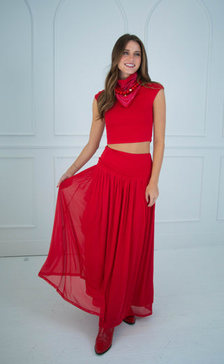 elodie the label: darya skirt - coral red