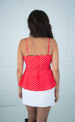 go for a ride polka dot peplum top
