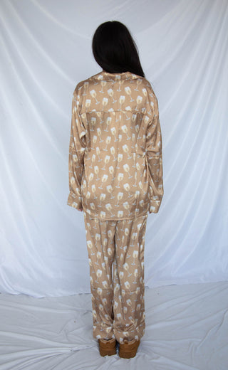 show me your mumu: classic pj set - white wine silky