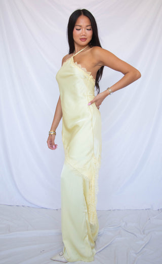 champagne toast satin halter jumpsuit