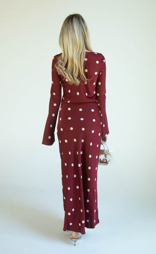 just want to love you polka dot maxi dress - wine