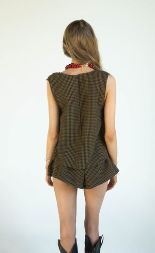 can't love you gingham set - brown