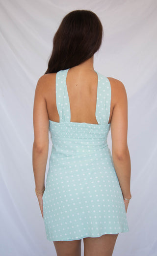 take your time polka dot mini dress - green