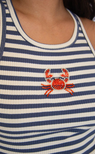beaded crab striped tank