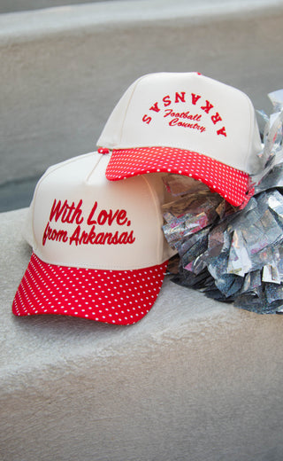 charlie southern: arkansas football country polka dot trucker - red