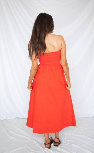 z supply: sunsought strapless midi dress - lychee