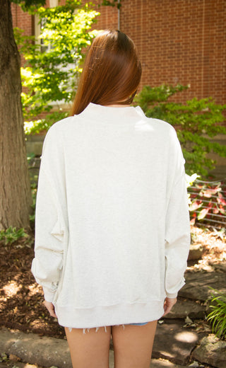 patchwork Jesus embroidered mock neck