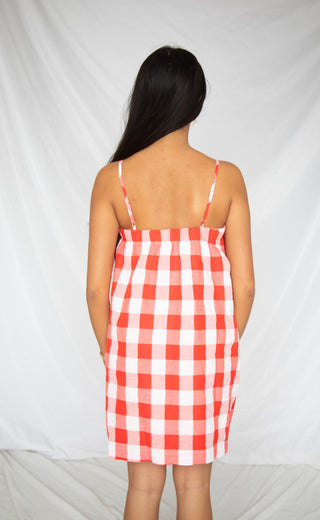 blushing over you cami mini dress - red