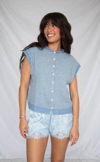 sweet dreams satin shorts - blue