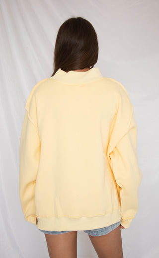 mother embroidered mock neck sweatshirt - butter yellow