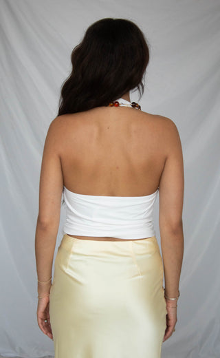 first glance cowl neck halter top