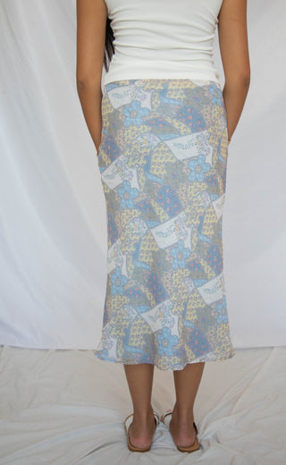 retro bloom midi skirt