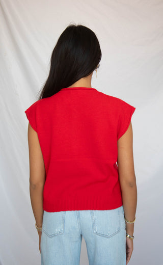 tell me more knit sweater - red
