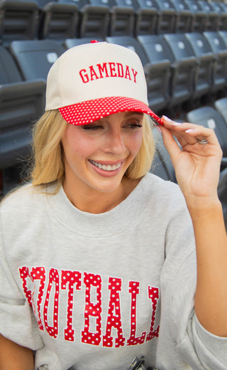 charlie southern: gameday polka dot trucker - red