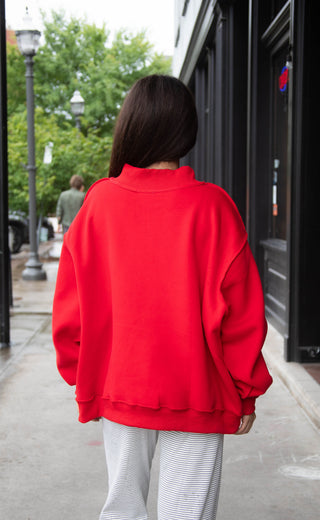 arkansas embroidered mock neck - red