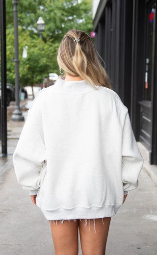 arkansas embroidered mock neck - grey
