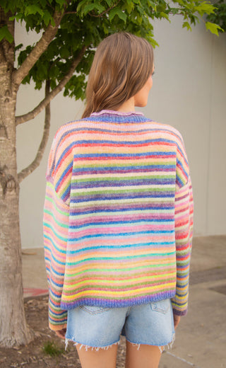 in the clouds striped cardigan - sky purple