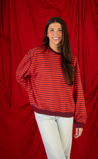 places to be striped sweatshirt