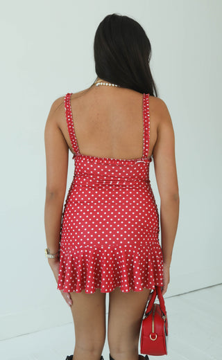 running in circles polka dot mini dress