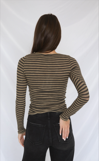 can't shake you stripe top - tan