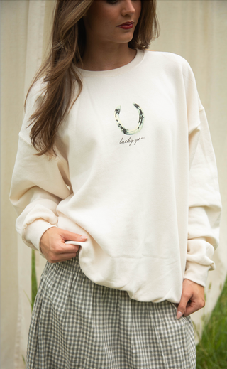 charlie southern x emma katherine art: lucky you horseshoe sweatshirt