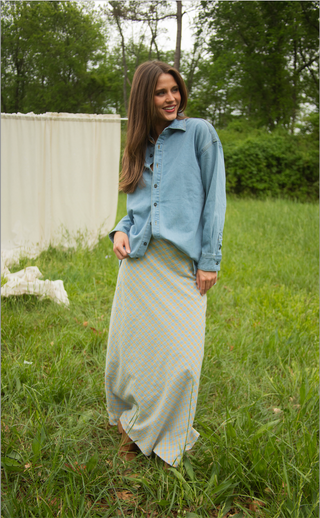 no blues gingham maxi skirt