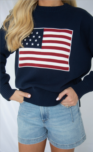 declaration flag sweater - navy