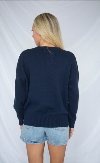 declaration flag sweater - navy