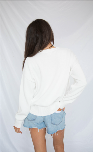 declaration flag sweater - white