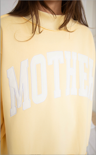 mother embroidered mock neck sweatshirt - butter yellow