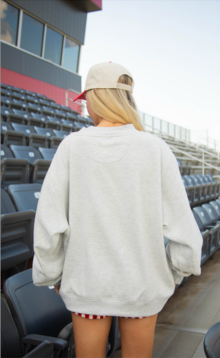 charlie southern: football polka dot mock neck - red