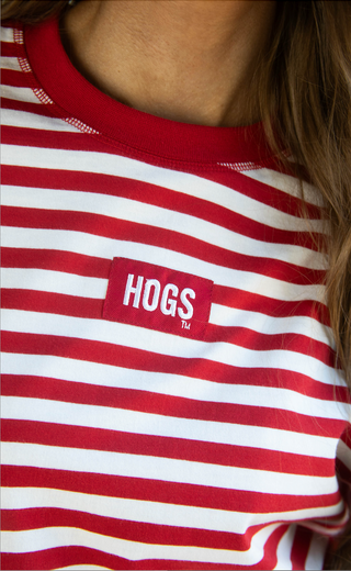 hogs block stitch stripe long sleeve tee