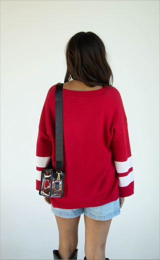 arkansas razorbacks quad vneck sweater