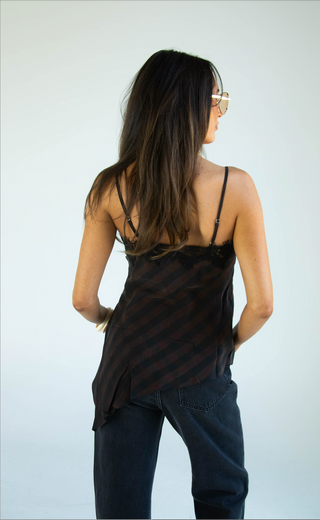 astr: laura top - brown plaid