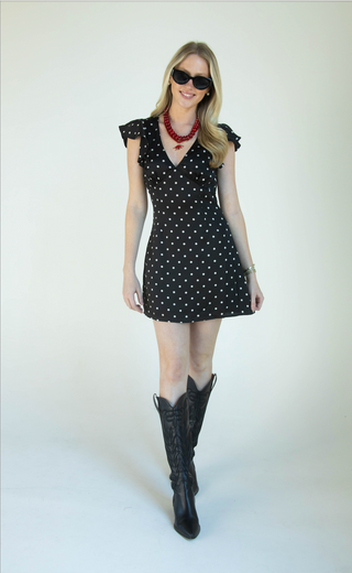 here we go polka dot mini dress