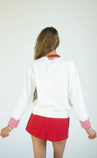 stadium chic gingham knit cardigan