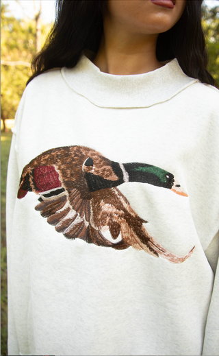 mallard embroidered mock neck