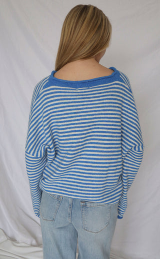 beat of your heart cardigan - blue stripe