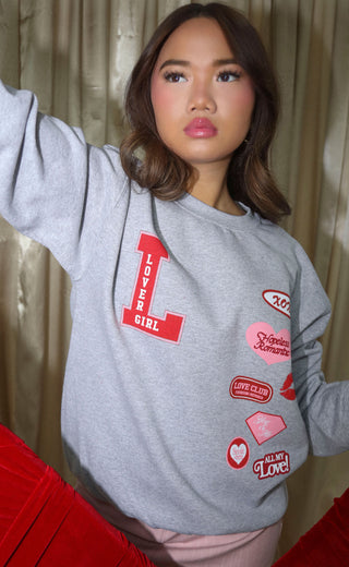 friday + saturday: lover girl patches sweatshirt