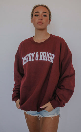charlie southern: merry and bright sweatshirt - marroon
